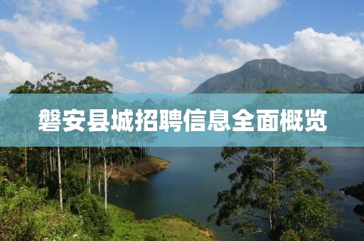 磐安县城招聘信息全面概览