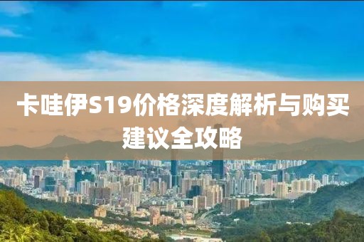 卡哇伊S19价格深度解析与购买建议全攻略