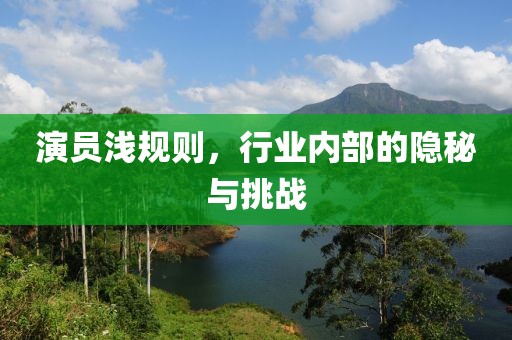 演员浅规则，行业内部的隐秘与挑战