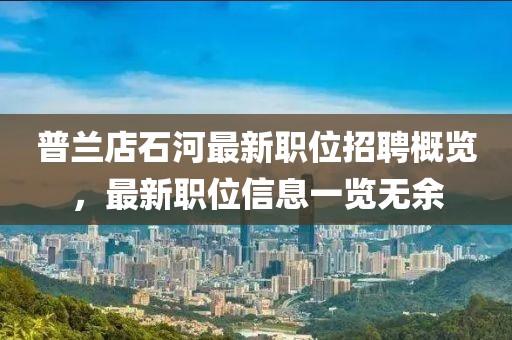 普兰店石河最新职位招聘概览，最新职位信息一览无余