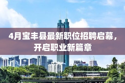 4月宝丰县最新职位招聘启幕，开启职业新篇章