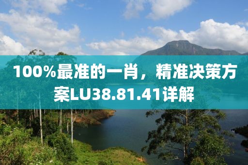100%最准的一肖，精准决策方案LU38.81.41详解