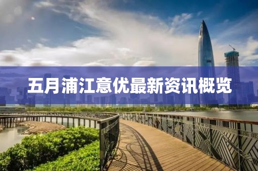 五月浦江意优最新资讯概览