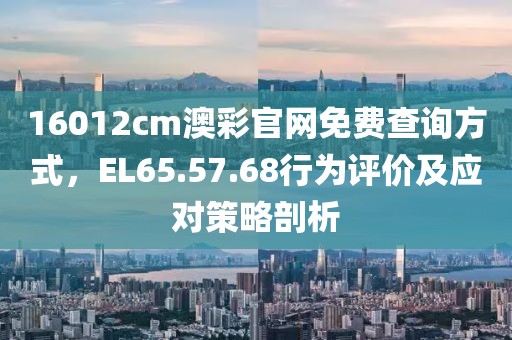 16012cm澳彩官网免费查询方式，EL65.57.68行为评价及应对策略剖析