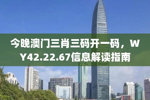 今晚澳门三肖三码开一码，WY42.22.67信息解读指南