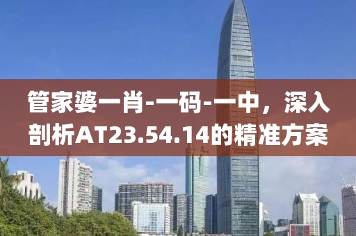 管家婆一肖-一码-一中，深入剖析AT23.54.14的精准方案