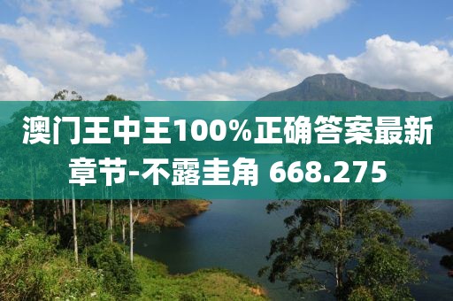 澳门王中王100%正确答案最新章节-不露圭角 668.275