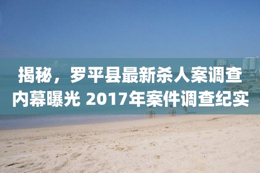 揭秘，罗平县最新杀人案调查内幕曝光 2017年案件调查纪实