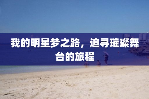 我的明星梦之路，追寻璀璨舞台的旅程