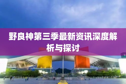 野良神第三季最新资讯深度解析与探讨