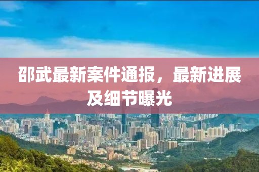 邵武最新案件通报，最新进展及细节曝光
