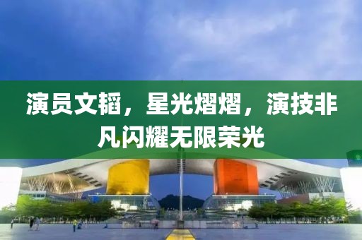 演员文韬，星光熠熠，演技非凡闪耀无限荣光